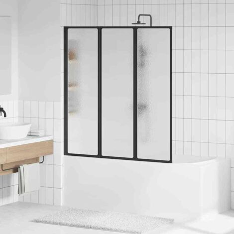 vidaXL Parete doccia Nero 132 x 2 x 140 cm Alluminio