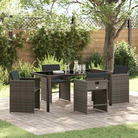 Set da Pranzo per Giardino 5 pcs Grigio polyrattan vidaXL (1/5)