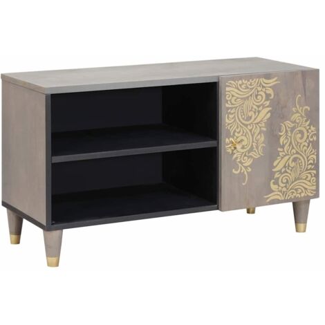 Mobile TV Grigio 80 x 33 x 46 cm Legno di mango massello vidaXL (1/5)