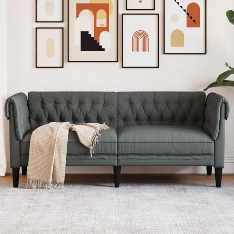 vidaXL Divano Chesterfield Grigio scuro 182.5 x 74.5 x 74.5 cm Tessuto