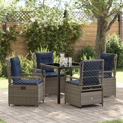 Set da Pranzo per Giardino 5 pcs Grigio polyrattan vidaXL (1/5)