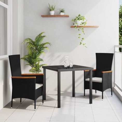 Set da Pranzo per Giardino con cuscino 3 pcs Nero vidaXL (1/5)