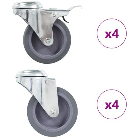 Ruote Girevoli con Foro per Bullone 8 pz 75 mm vidaXL
