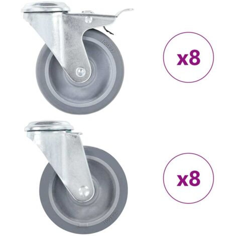 Ruote Girevoli con Foro per Bullone 16 pz 100 mm 277893
