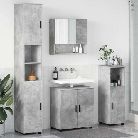 Set di mobili per il bagno con porta 4 pcs Grigio cemento vidaXL (1/5)