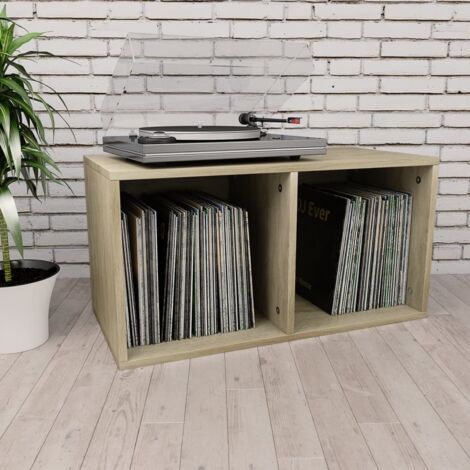 vidaXL Contenitore per Vinili Rovere 71x34x36 cm in Legno Multistrato