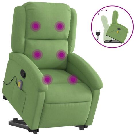 vidaXL Poltrona Alzapersona Reclinabile Verde Chiaro in Velluto