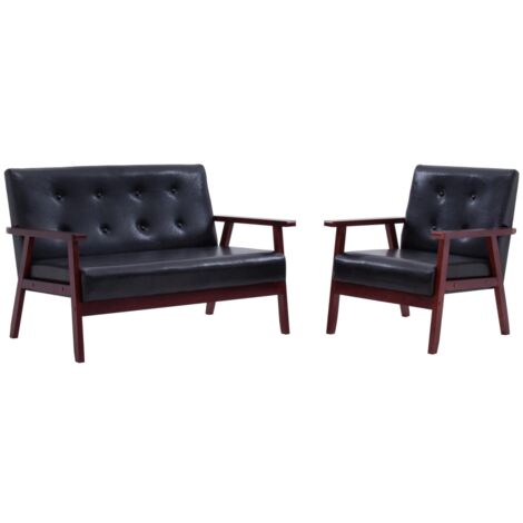 Set di Divani 2 pz Nero in Similpelle vidaXL 732892