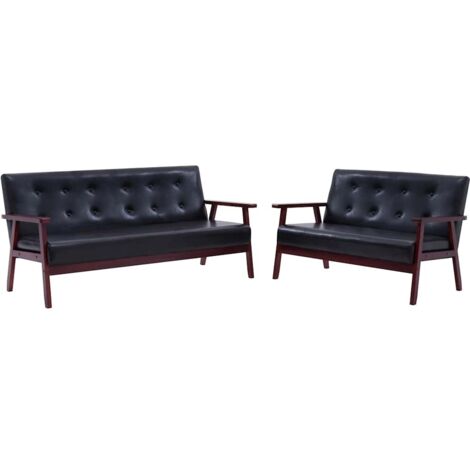 vidaXL Set di Divani 2 pz Nero in Similpelle