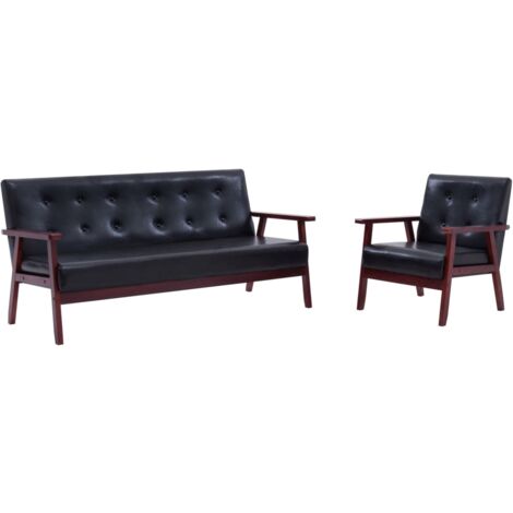 vidaXL Set di Divani 2 pz Nero in Similpelle