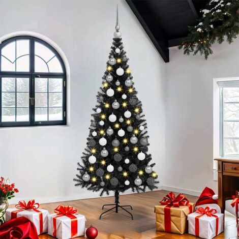 Albero di Natale con 300 LED con supporto Nero 180 cm PVC vidaXL (1/5)
