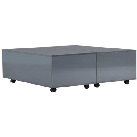 vidaXL Tavolino da Salotto Grigio Lucido 100x100x35 cm