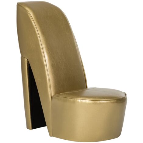 Poltrona a Forma di Scarpa con Tacco in Similpelle Oro vidaXL (1/5)