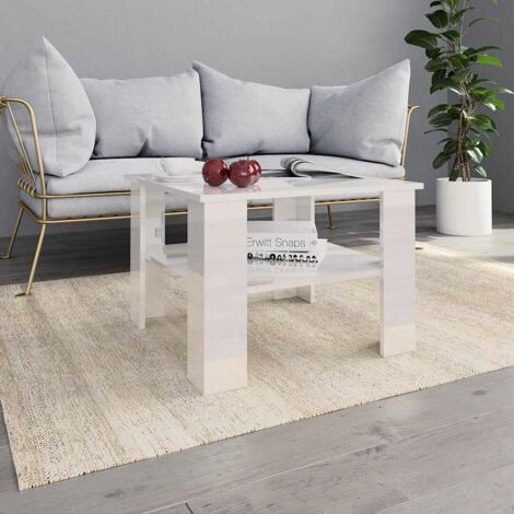 Tavolino da Salotto Bianco Lucido 60x60x42 cm Legno Multistrato vidaXL (1/4)