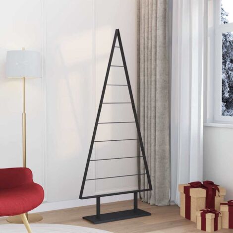 vidaXL Albero di Natale in metallo con supporto Nero 180 cm Acciaio (1/5)