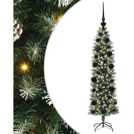 Albero di Natale Artificiale Sottile Verde e Bianco 120 cm vidaXL