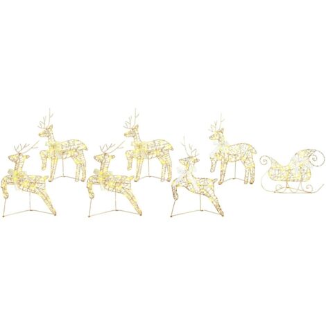 vidaXL Renne LED con 40 LED 7 pcs Oro PET