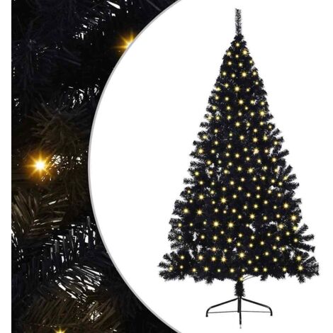 Albero di Natale artificiale con luci integrate Nero 180 cm PVC vidaXL (1/5)