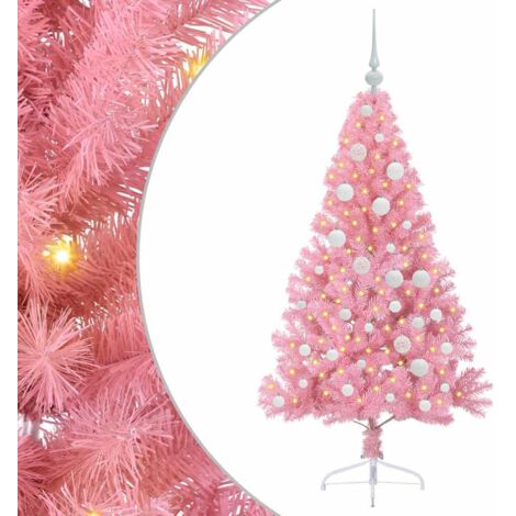 Albero di Natale artificiale con luci integrate Rosa 120 cm PVC vidaXL (1/5)