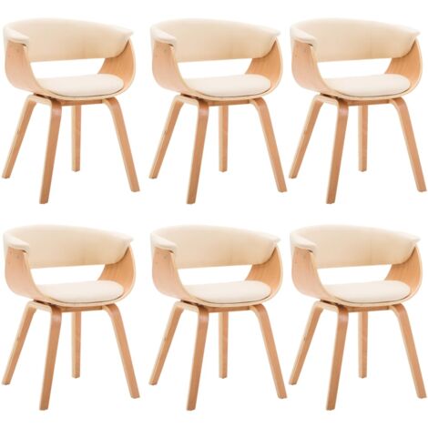 Sedie da Pranzo 6 pz Crema in Legno Piegato e Similpelle vidaXL (1/5)