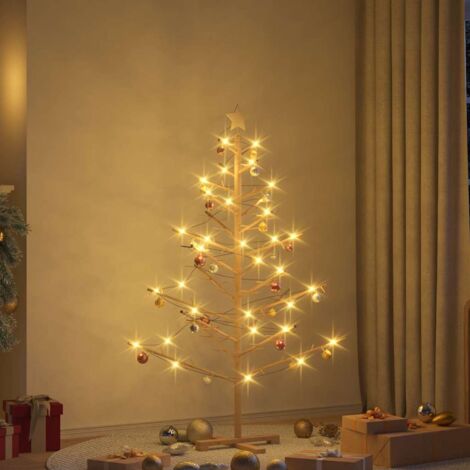 vidaXL Albero di Natale in legno con supporto Naturale 150 cm