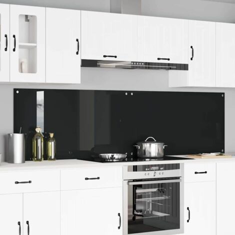 Schienale da cucina 2 pcs Nero 110 x 60 cm vetro temperato vidaXL (1/5)