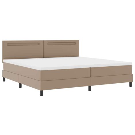 vidaXL Letto a molle con led Cappuccino 200 x 200 cm Pelle sintetica