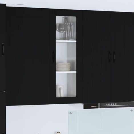 vidaXL Mobile in vetro da parete LUCCA Nero 40 x 31 x 100 cm