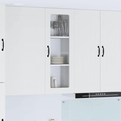 vidaXL Mobile in vetro da parete LUCCA Bianco Lucido 40 x 31 x 100 cm