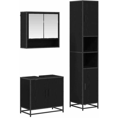 vidaXL Set di mobili per il bagno con porta 3 pcs Rovere artigianale (1/5)