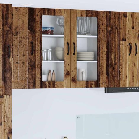 vidaXL Mobile in vetro da parete LUCCA Legno antico 80 x 31 x 80 cm