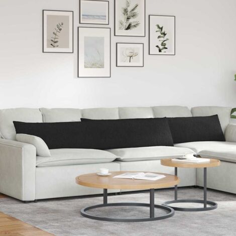 Cuscini da Divano 2 pcs Nero 200 x 40 cm Tessuto vidaXL