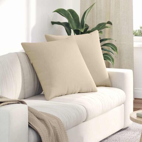 Cuscini da Divano 2 pcs Crema 80 x 80 cm Tessuto vidaXL