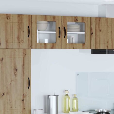 vidaXL Mobile in vetro da parete LUCCA 2 pcs Rovere Artigianale