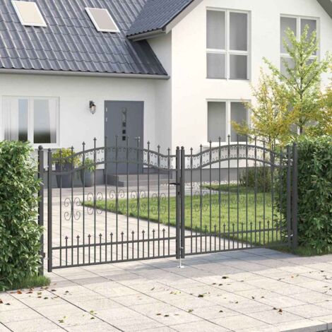 vidaXL Cancello con Punta a Lancia KAMPEN 305 x 125 cm Acciaio Grigio