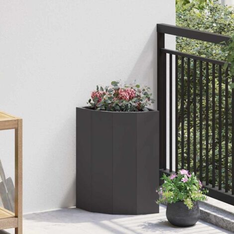 Vaso d'angolo Nero 30 x 30 x 50 cm Acciaio vidaXL
