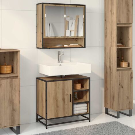 vidaXL Set di mobili per il bagno con porta 2 pcs Rovere artigianale (1/5)