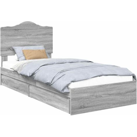Letto con Contenitore con testiera Grigio Sonoma 90 x 200 cm vidaXL