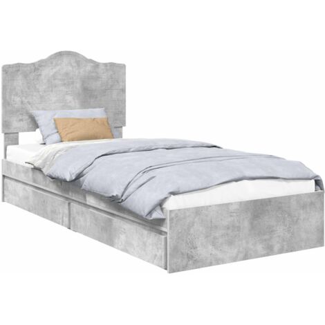 Letto con Contenitore con testiera Grigio cemento 90 x 190 cm vidaXL