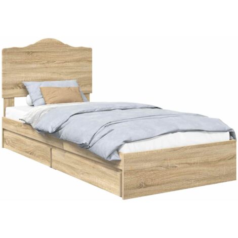 Letto con Contenitore con testiera Rovere Sonoma 100 x 200 cm vidaXL