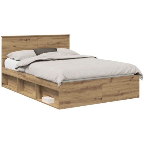 vidaXL Struttura del letto Rovere Artigianale 140 x 190 cm (1/5)
