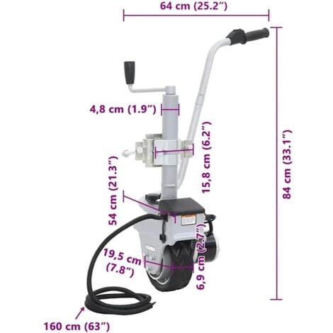 Unité motorisée à roue pour roulotte aluminium 12 V 350 W vidaXL