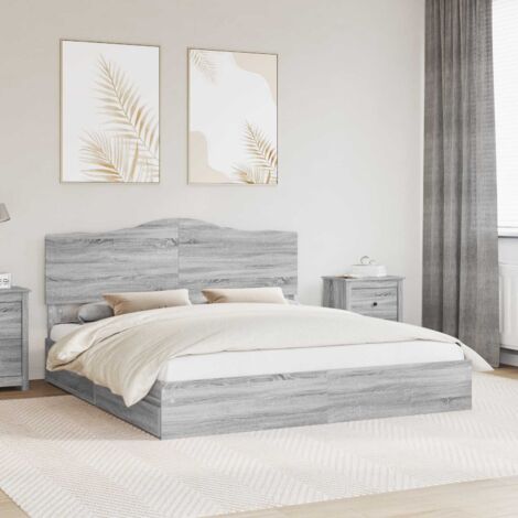 Letto con Contenitore con testiera Grigio Sonoma 200 x 200 cm vidaXL