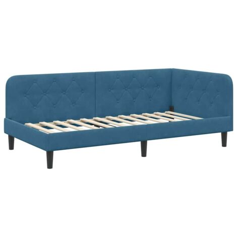 Cornice del letto ad angolo Blu 90 x 190 cm Velluto vidaXL (1/5)