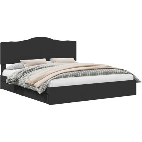 Letto con Contenitore Nero 200 x 200 cm Legno multistrato vidaXL