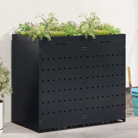 vidaXL Contenitore per Rifiuti per 2 Bidoni Nero 136 x 77,5 x