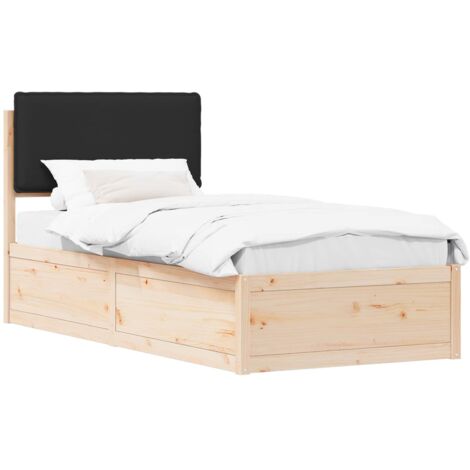 Letto con Testiera Rivestita Nero 90 x 200 cm Pino massello vidaXL (1/5)