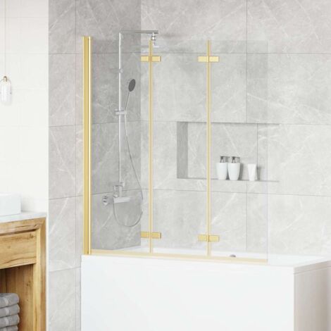 Involucro Doccia Oro 130 x 138 cm Vetro ESG e Alluminio vidaXL