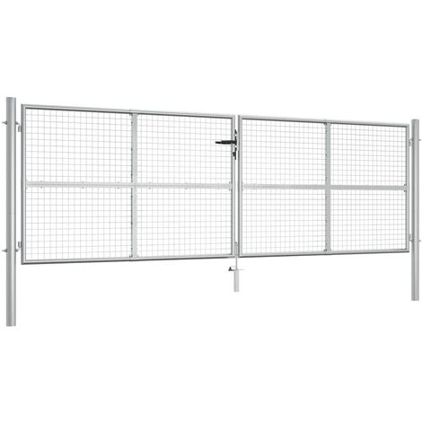 vidaXL Cancello da giardino in acciaio zincato 415x125 cm argento