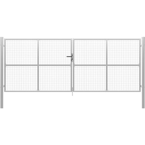 vidaXL Cancello da giardino in acciaio zincato 415x150 cm argento